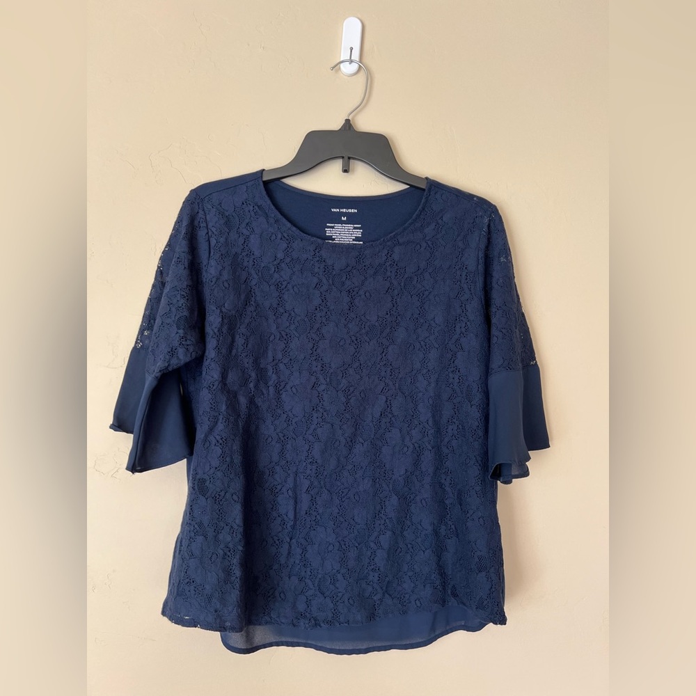 Van Heusen Lace Flounce-Sleeve Blouse